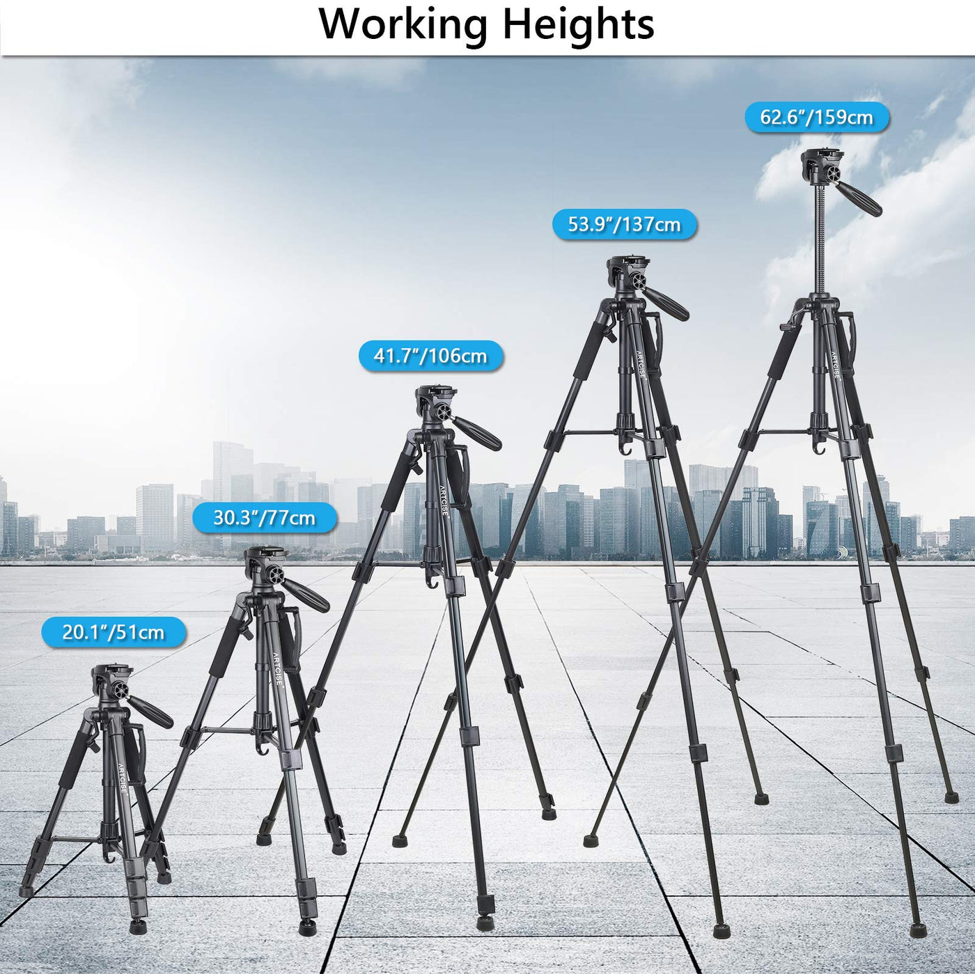 159 cm Camera & Phone Tripod with 4.5 kg Load Rating