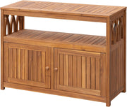 2-Tier Acacia Outdoor Storage Cabinet with Magnetic Doors