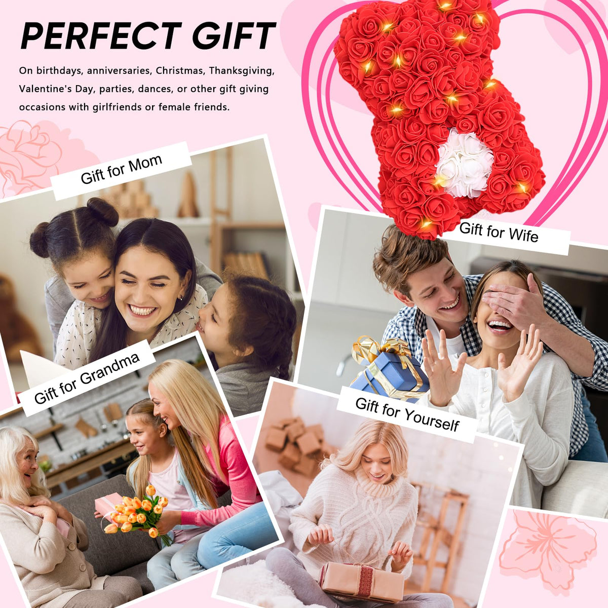 Artificial Rose Bear Gift Decoration