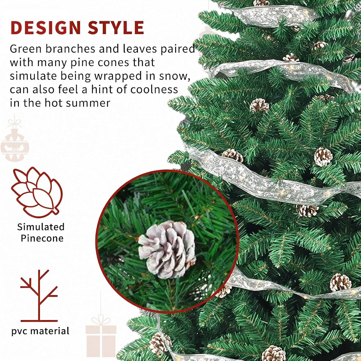 Pop-Up Artificial Christmas Tree with 10 m LED Lights
