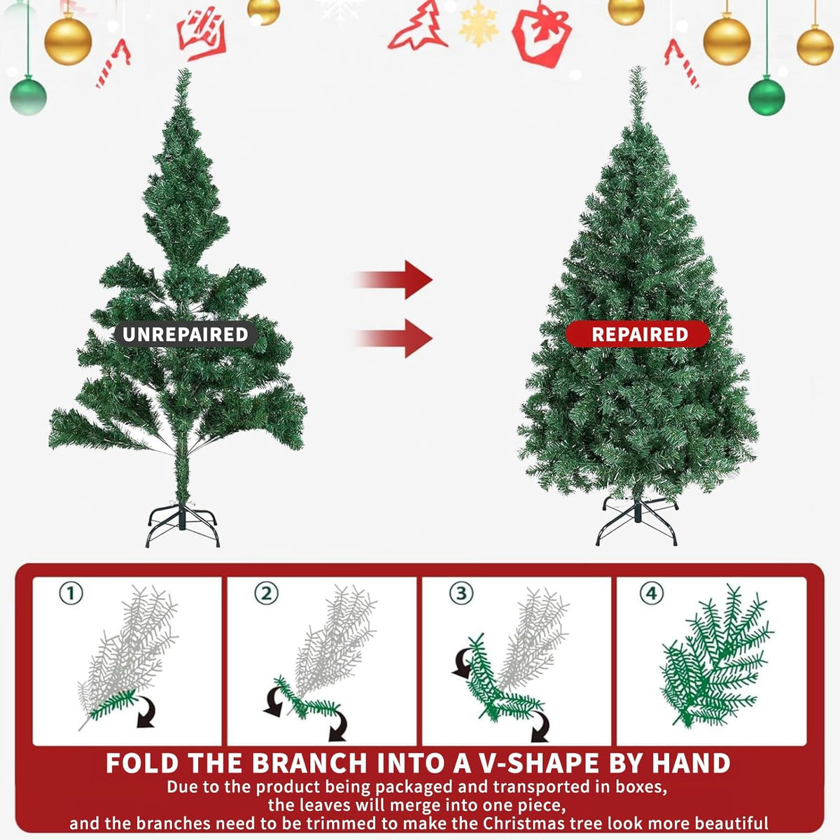 Pop-Up Artificial Christmas Tree with 10 m LED Lights
