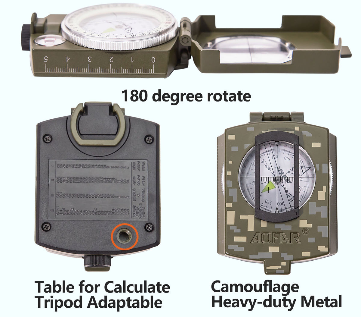AF-4580 Lensatic Sighting Compass with Map Measurer