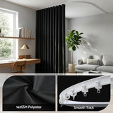 Artiss Room Divider, Ceiling Mounted Track Sets, Extra Wide Blackout Curtain, Flexible Bendable Tracks for Bedroom Privacy Partition Separator, DIY, Hooks, 1 Panel Black Drape and White Rail,254x213CM