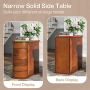 Solid-Wood 2-Drawer Narrow End Table – Walnut