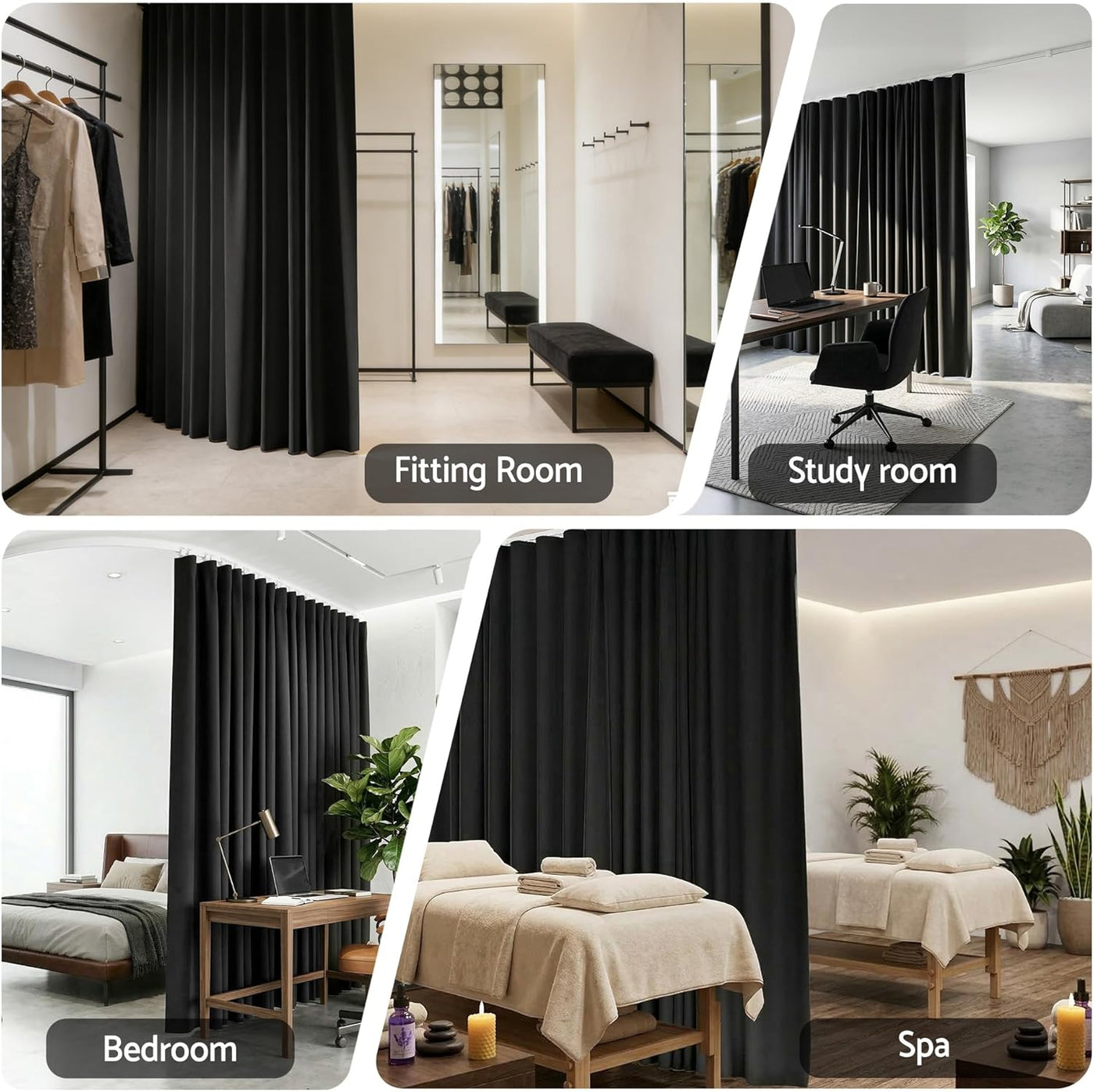 254 × 213cm Blackout Curtain Divider with Flexible Ceiling Track