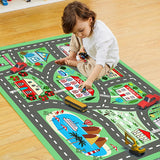 Play Mat Kids Rug Carpet Playmat Extra Large Learn Have Fun Safe Road Traffic System Multi Color Study Activity Centerpiece Play Mat for Playing with Cars for Bedroom Playroom