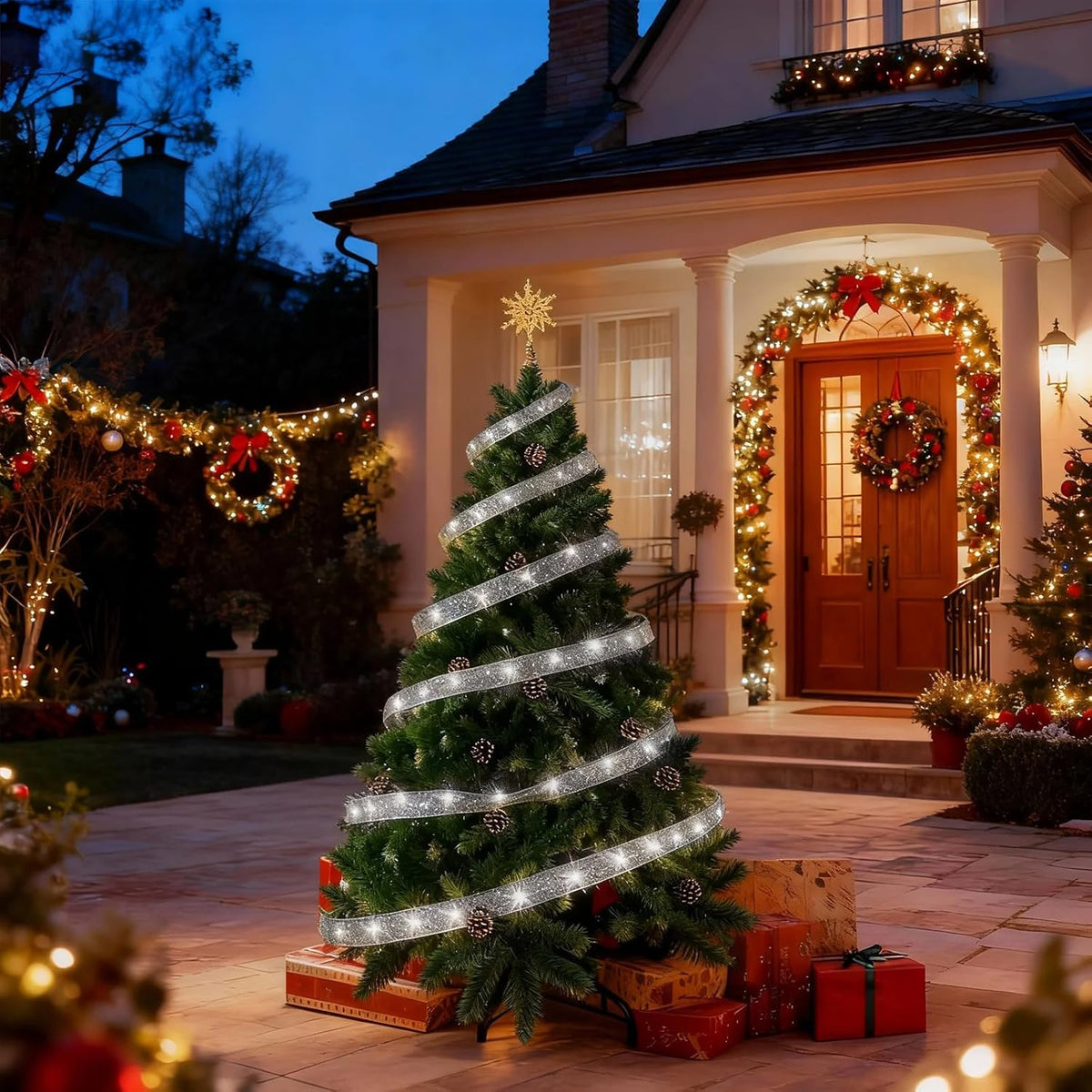 Pop-Up Artificial Christmas Tree with 10 m LED Lights