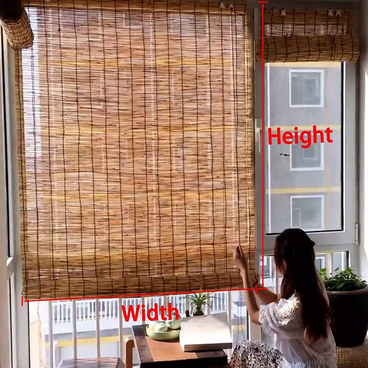 Natural Reed Roller Blind with Side Drawstring