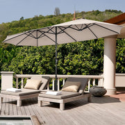 4.6 m Double-Sided Patio Umbrella with Base – Beige