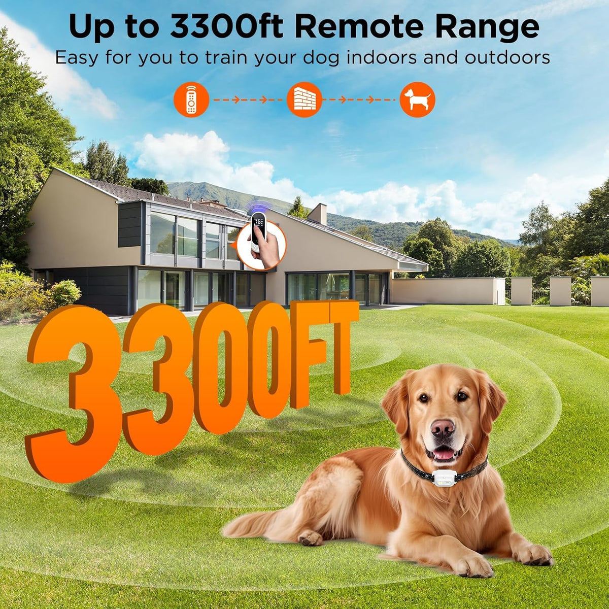 Remote Dog Training Collar with Beep, Vibration & Light – 3300ft