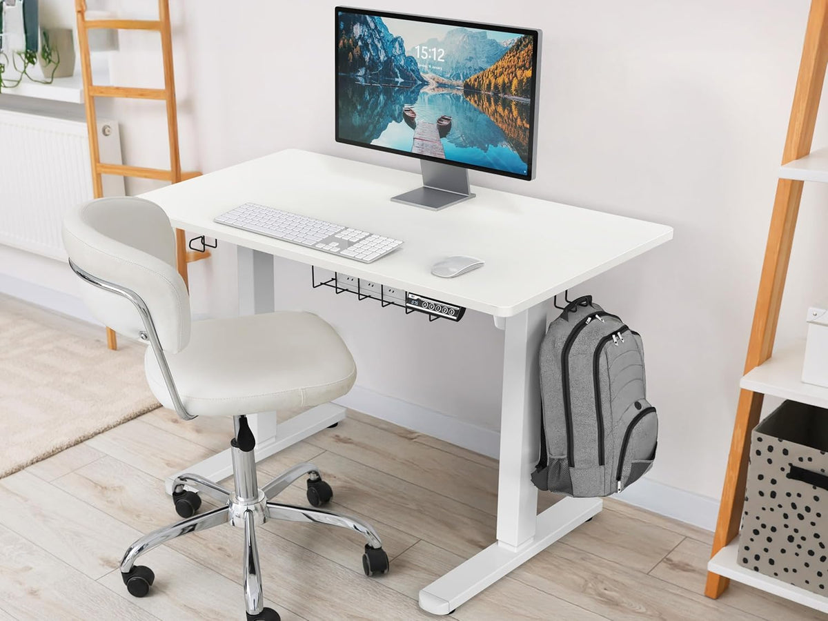 100 × 55 cm Electric Standing Desk with Memory Presets – White