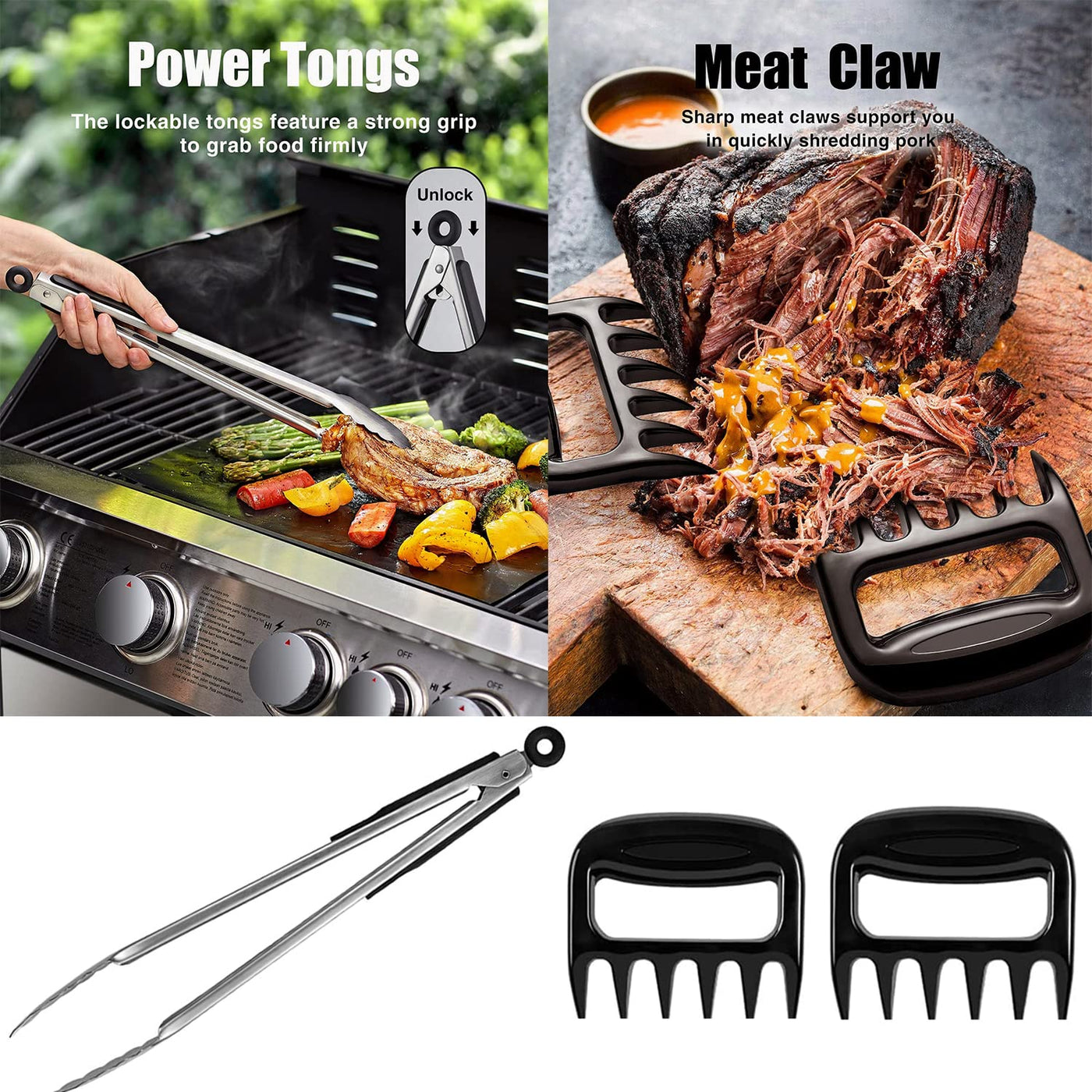 40 cm Stainless-Steel BBQ Tool Set with Apron