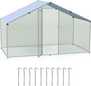 310 × 170 × 190 cm Galvanised Walk-In Poultry Run with Oxford Canopy