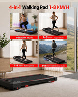 LONTEK 12% Incline Walking Vibration Pad Treadmills for Home, 4 in 1 PortableTreadmill with 120KG Weight Capacity, Under Desk Treadmill with 3.0HP Brushless Quiet