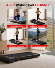 4-in-1 Under-Desk Walking Pad Treadmill with 12% Incline – 3.0HP Quiet, Portable Home Fitness