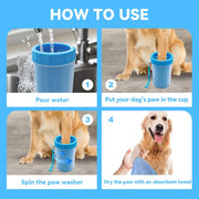 Silicone Dog Paw-Cleaning Cup with 3 Absorbent Towels
