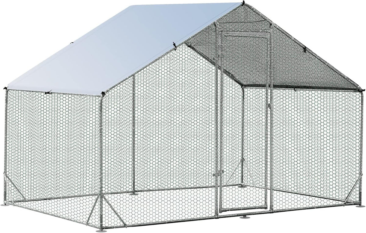 Galvanised Walk-In Poultry Run with Spire Cover – 3 Sizes