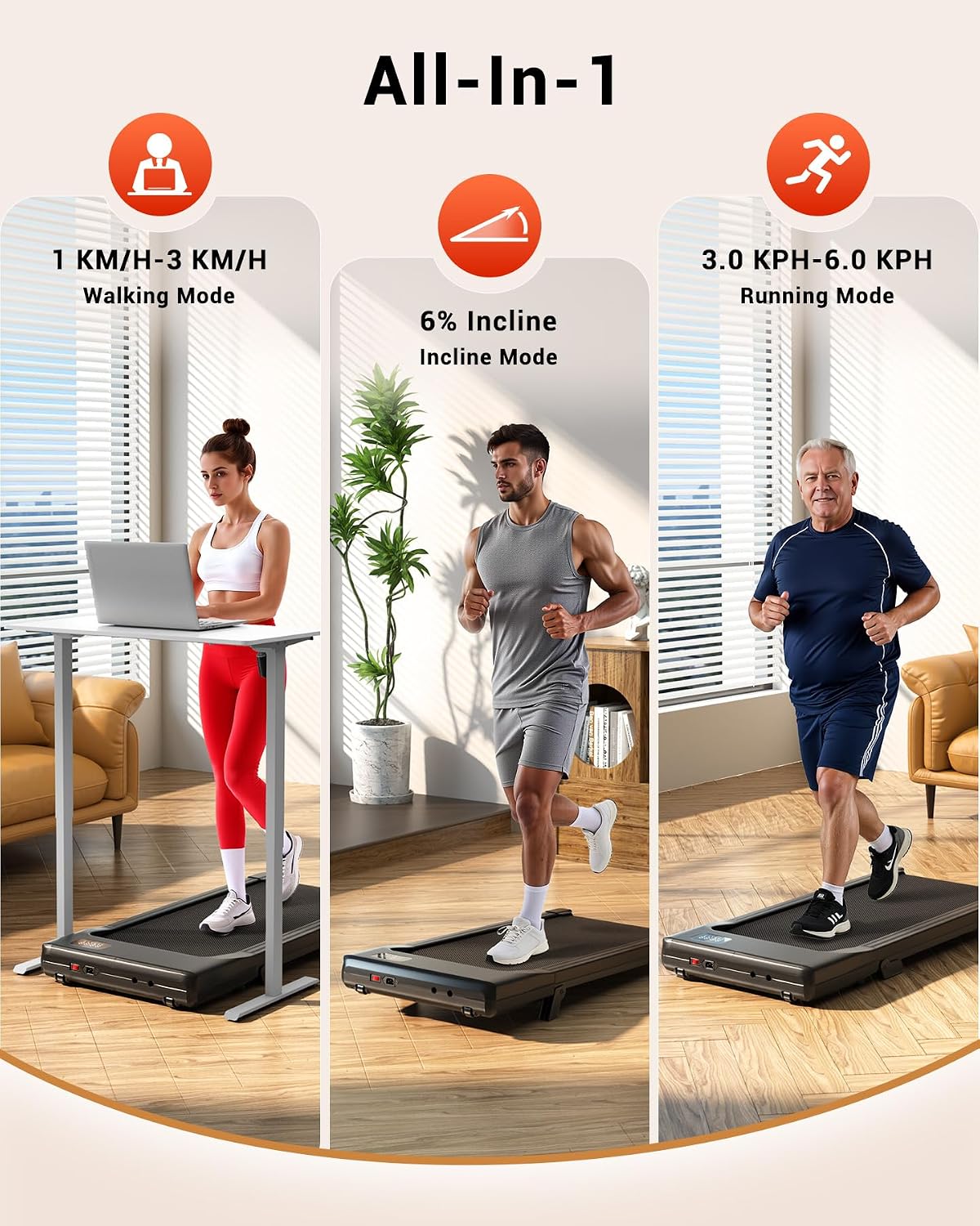 Portable treadmill with wheels