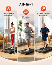 6% Incline Under-Desk Walking Pad – 2.5 HP, 136 kg Capacity