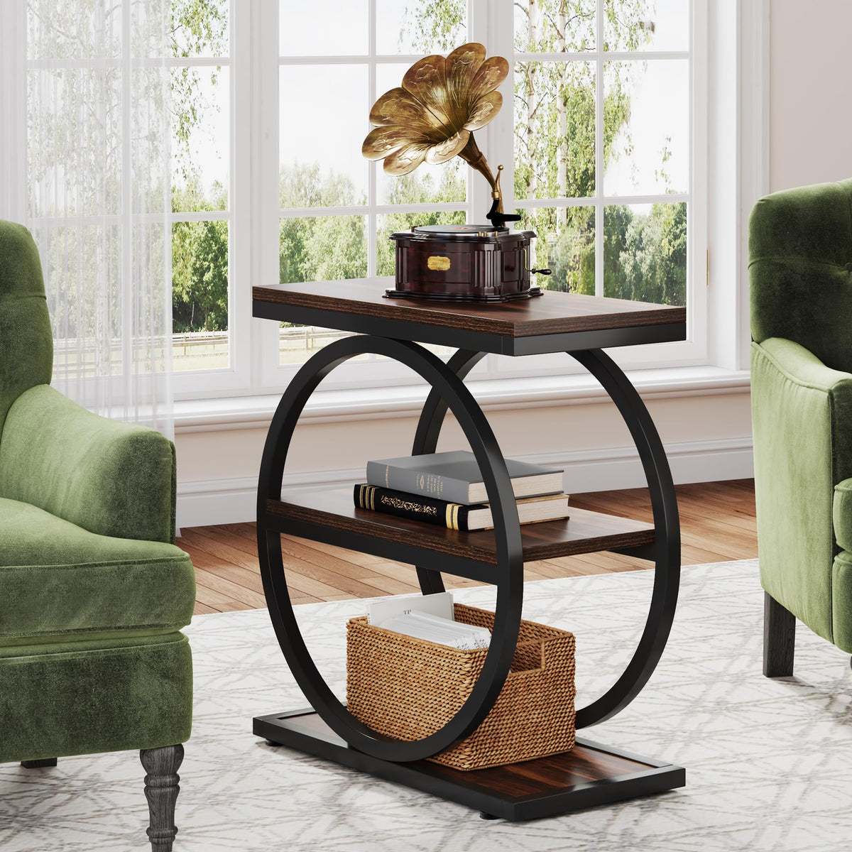 Narrow 3-Shelf Industrial Side Table