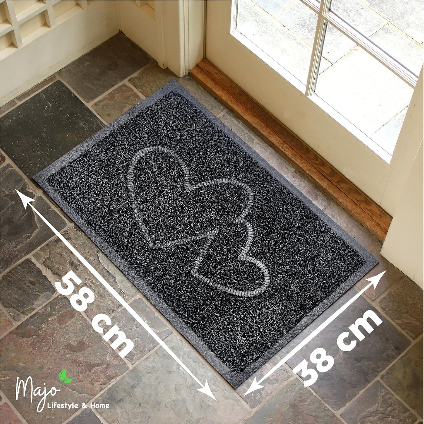 58 × 38 cm Polyvinyl Door & Utility Mat – Black or Grey