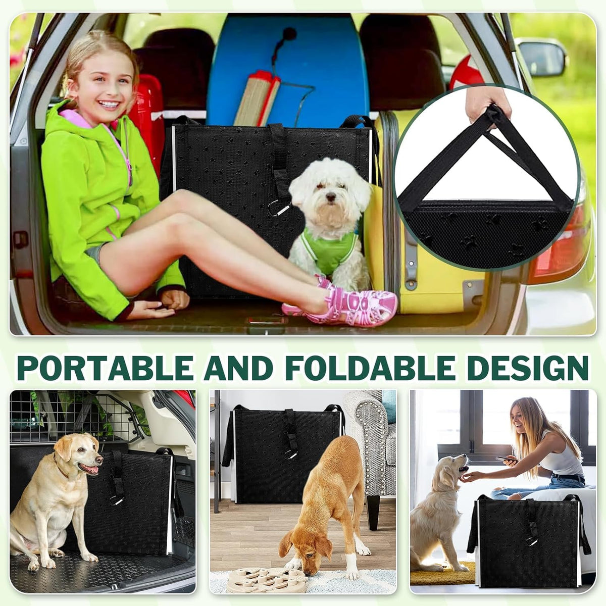 Extra-Wide Folding Dog Car Stairs – 48.7 cm, 100 kg Capacity