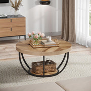 80 cm 2-Tier Round Industrial Coffee Table
