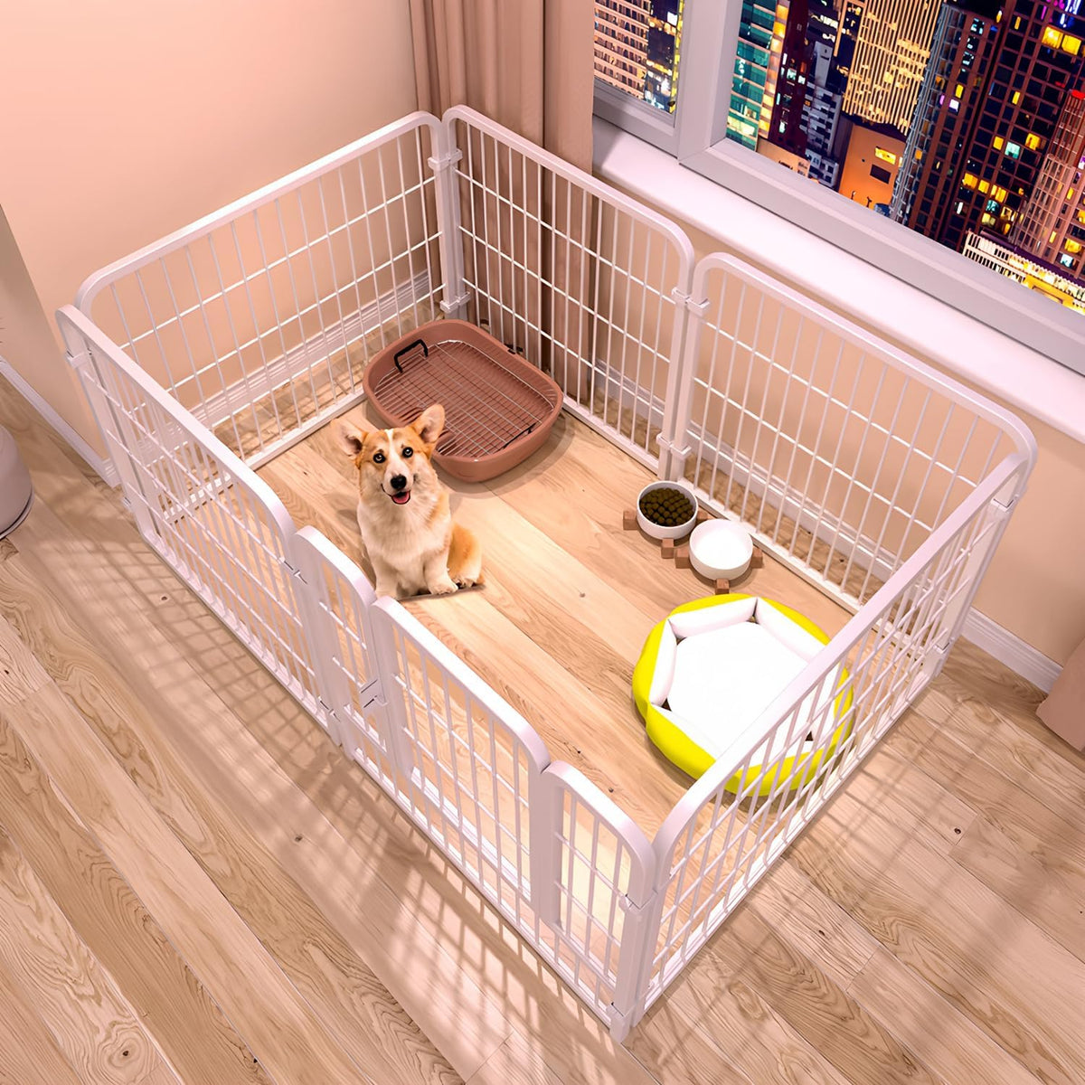 6-Panel Foldable Metal Dog Playpen with Door – 120 × 60 × 60 cm
