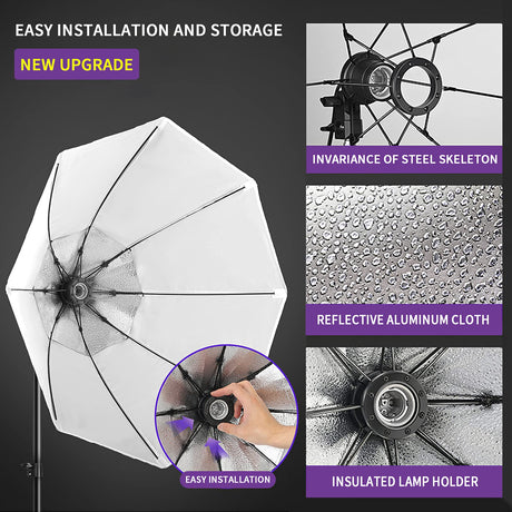 Softbox Lighting Kit 20"x 28"/ 50x70 cm Soft Box Studio Lights 2x135W 5500K Continuous Lighting Equipment with Energy Saving Light Bulb & Carry Bag, Light for Portraits and Product Photography