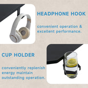 120 cm Gaming Desk with Cup Holder & Headphone Hooks