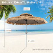 2.7–3 m Thatched Tiki Patio Umbrella with Tilt & Crank