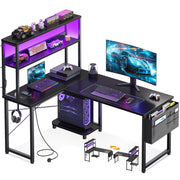 ODK Reversible L-Shaped Desk with LED Lights & Power Outlets