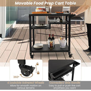 3-Shelf Outdoor BBQ & Pizza-Oven Prep Cart