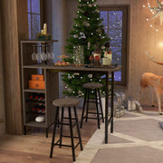3-Piece Bar Table Set with Wine & Glass Storage