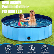 Round Foldable Dog Pool with Drain – 3 Sizes