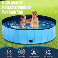 Round Foldable Dog Pool with Drain – 3 Sizes