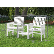 White Fir-Wood Twin Chair & Centre Table Set