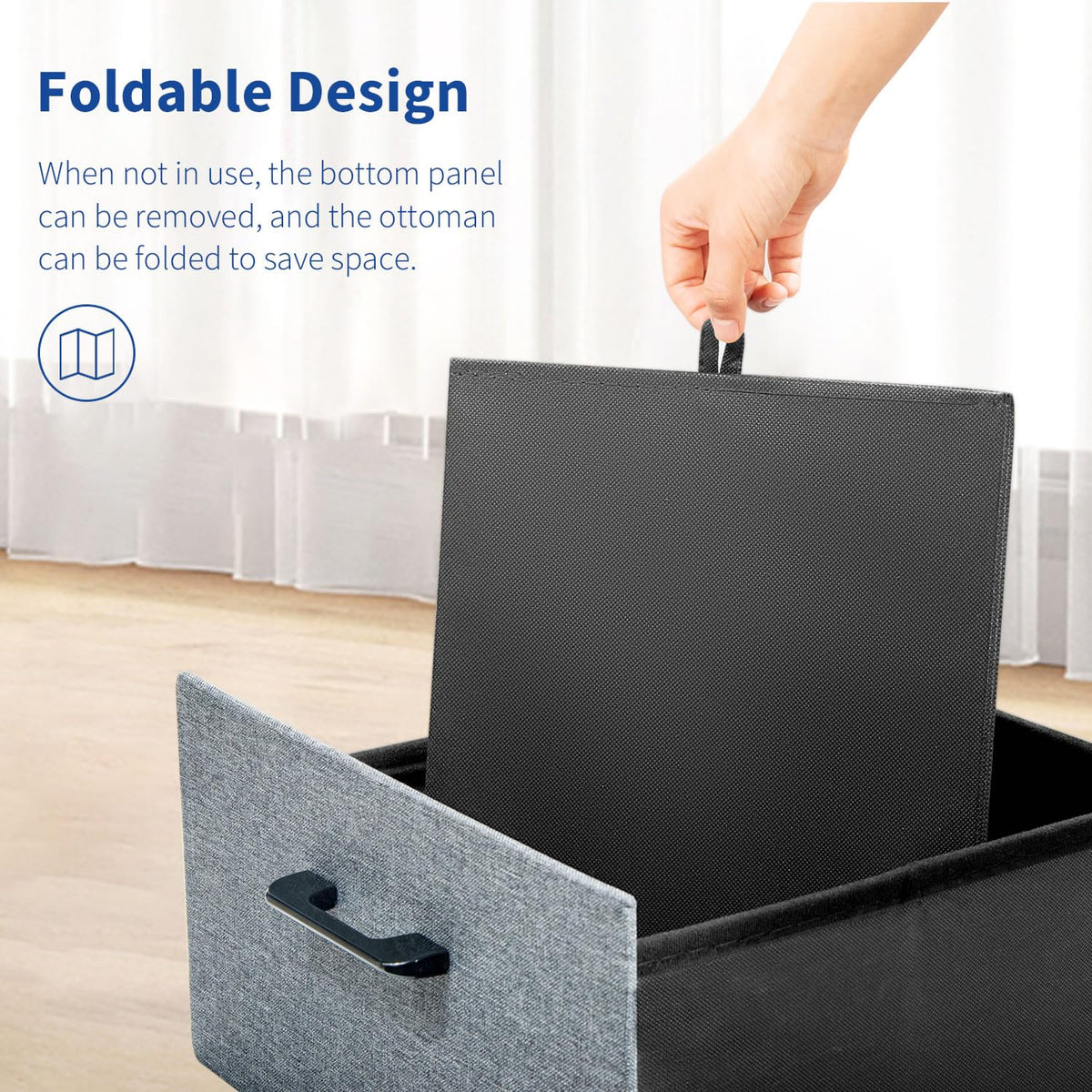 40 cm Folding Storage Ottoman Cube with Drawer