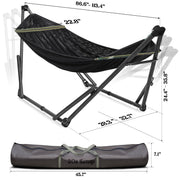 Tranquillo Uniki Folding Hammock & Steel Stand – Black