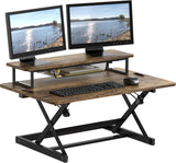 SHW 36-Inch Height Adjustable Standing Desk Converter Sit to Stand Riser Workstation, Rustic Brown