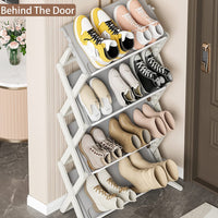 4-Tier Foldable Shoe Rack – 10–12 Pairs, Brown