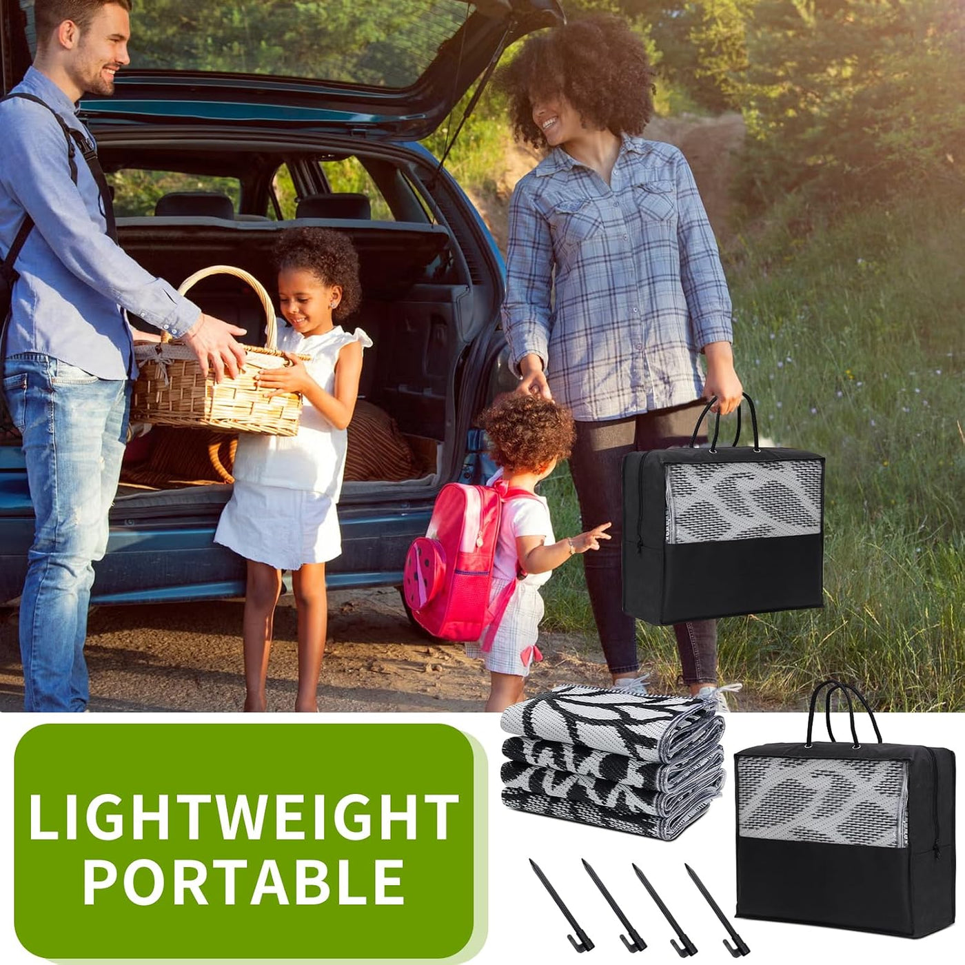 LED Outdoor Rug 274x365cm Waterproof with Light, Reversible Outdoor Plastic Straw Rug for Patios Clearance, Outdoor Area Rug Carpet RV Mat for Camping Backyard Deck Porch