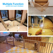 5-Panel Pine Freestanding Pet Gate – 304 × 43 cm