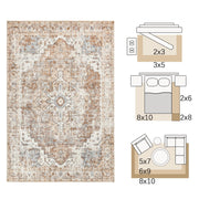 152 × 213 cm Brick-Red Persian-Style Foldable Rug