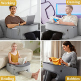 Lap Desk Pillow - Gaming Pillow, Reading Pillow, Laptop Desk for Bed, Couch Desk, Luxurious Lap Pillow Desk Supports Arms Shoulders Neck, Memory Foam