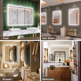 700 x 1000MM LED Bathroom Mirror with Lights, Wall-Mounted with Bluetooth Speaker, Anti-Fog, 3 Color Temperature, Dimmable Brightness, Tempered Glass, Frontlit & Backlit