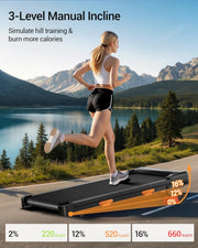 LONTEK 2.5HP Walking Pad with 16% Manual Incline