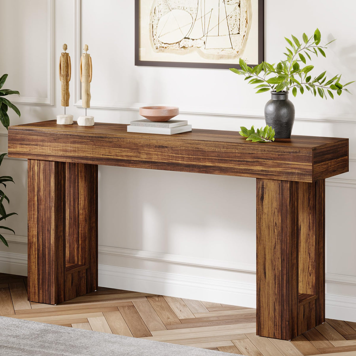 160 cm Rustic-Brown Farmhouse Console Table
