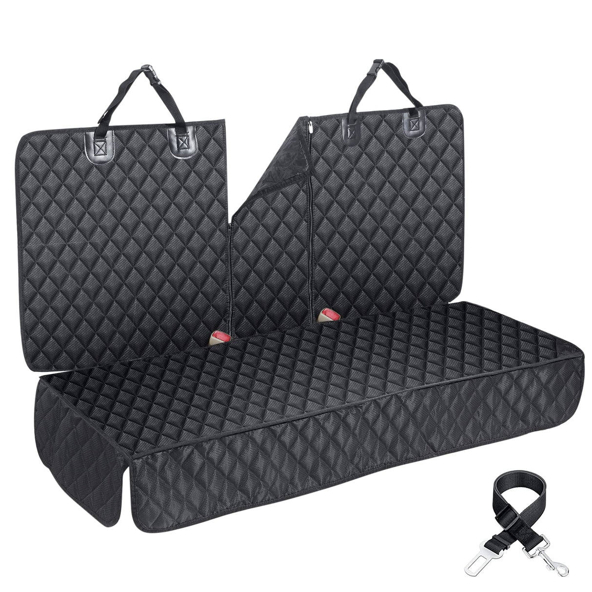 Dog Car Seat Cover for Back Seat Cover for Kids ISOFIX,Non Stick Fur Rear Seat Protector for Pet,Nonslip Waterproof Durable Interior Backseat Covers for Auto Van SUV(Large,Black)