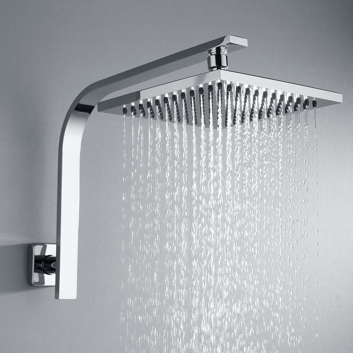 8-Inch Square Rain Shower with Gooseneck Wall Arm